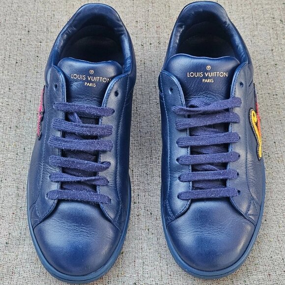 Louis Vuitton Men Shoes Blue Luxembourg Sneaker Leather Made in Italy Size 6 - Picture 4 of 12